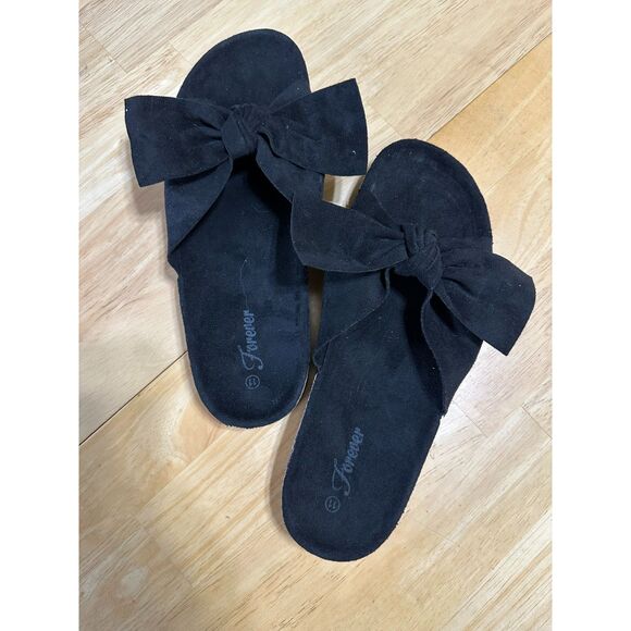 Forever 21 Faux Leather Bow Sandals NWOT Size 11 - Picture 1 of 2